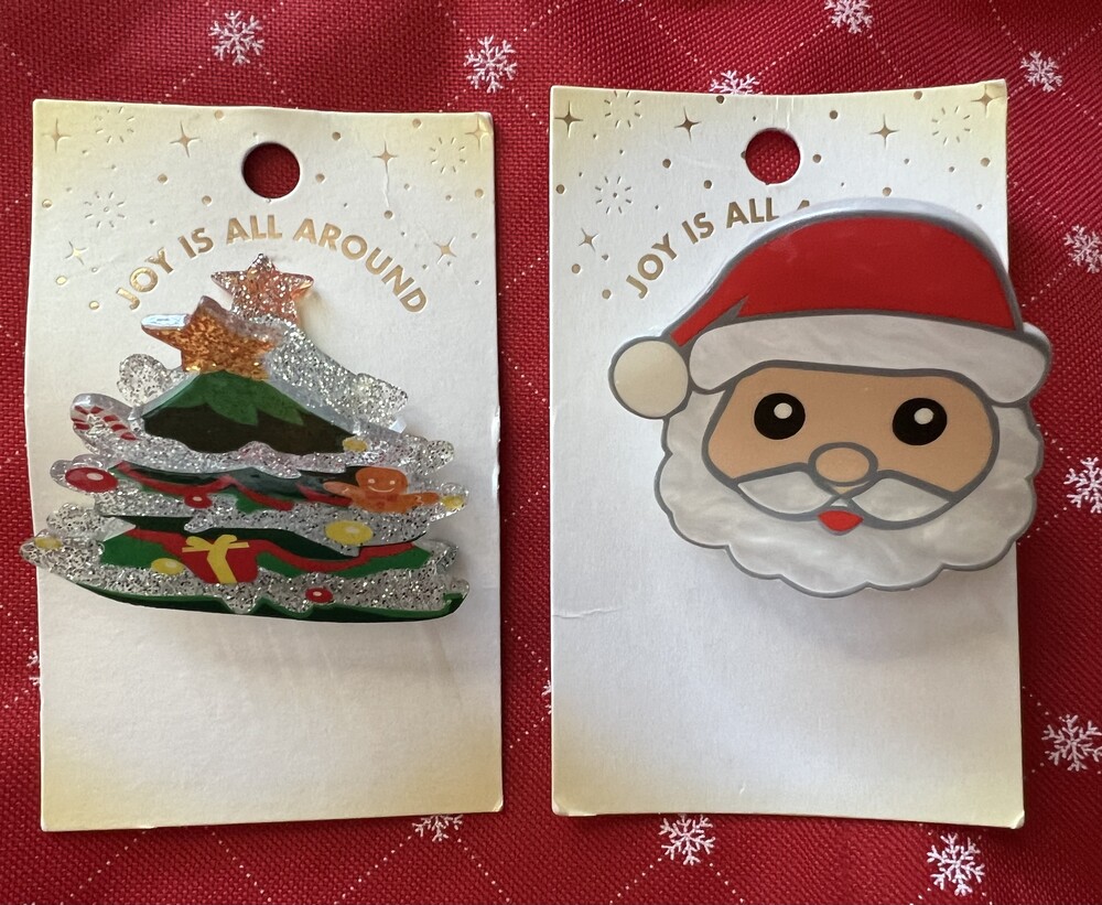 TARGET Joy is All Around Christmas SANTA & TREE Hair Claw Clips Holiday Gift NWT